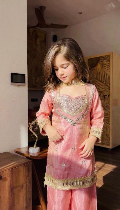 Kids Ethnic Wear Fendy Silk Pink Wholesale kids clothing suppliers in Surat